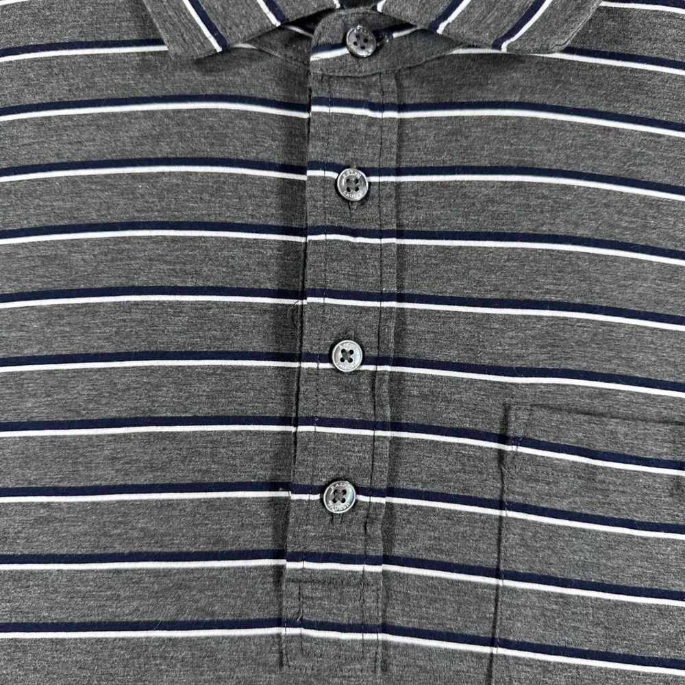 Polo Ralph Lauren Polo Shirt Mens M Medium Grey Striped Classic Fit Short Sleeve